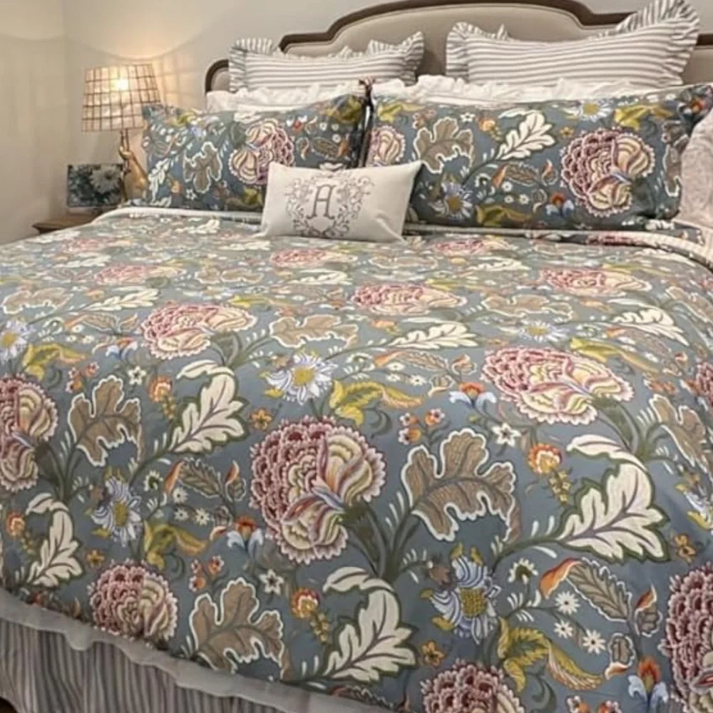 🆕 PB Style Floral Duvet Cover Set King 3 piece bedding luxury hotel style NEW
